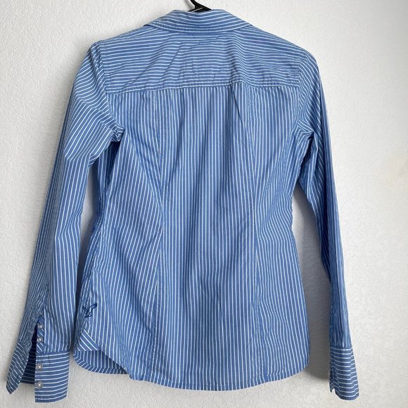 American Eagle Outfitters Button Down Shirt, Blue with White Stripes, Size 6 - Picture 2 of 7